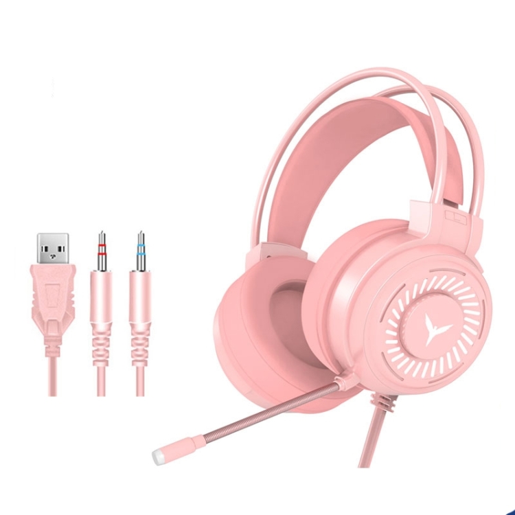 

2 PCS G58 Head-Mounted Gaming Wired Headset with Microphone, Cable Length: about 2m, Color:Pink Colorful 3.5mm Version