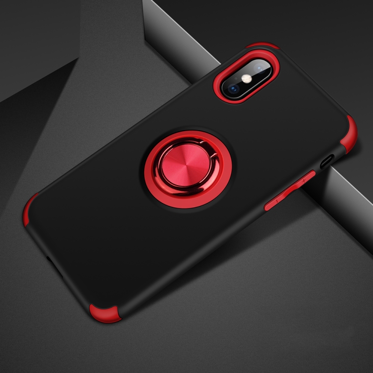 

For iPhone XS Max Cool Series Shockproof TPU + PC Protective Case with Invisible Ring Holder(Black Red)