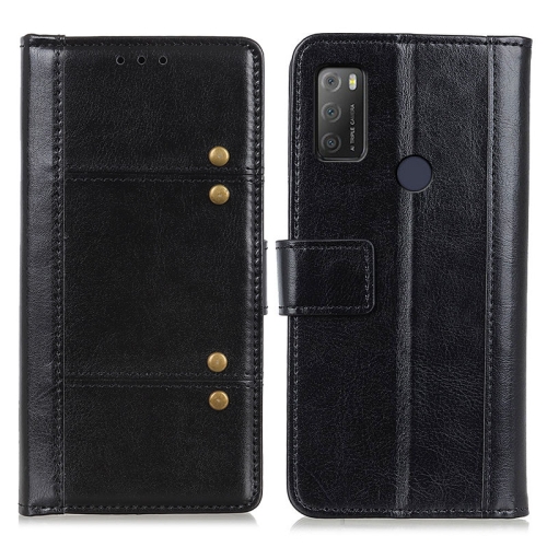 

For alcatel 1S (2021) Peas Crazy Horse Texture Horizontal Flip Leather Case with Holder & Card Slots & Wallet(Black)