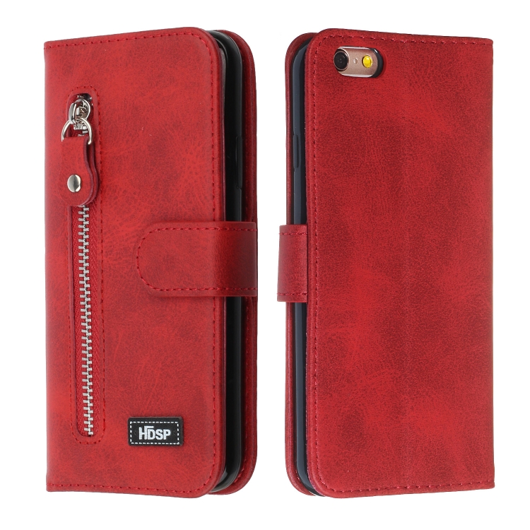 

For iPhone 8 / 7 Zipper Horizontal Flip Leather Case with Wallet & Holder & Card Slots(Red)