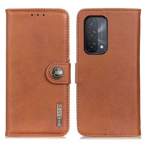

For OPPO A93 5G / A54 5G / A74 5G KHAZNEH Cowhide Texture Horizontal Flip Leather Case with Holder & Card Slots & Wallet(Brown)