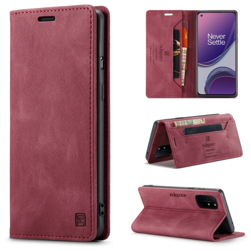 

For OnePlus 8T AutSpace A01 Retro Skin-feel Crazy Horse Texture Horizontal Flip Leather Case with Holder & Card Slots & Wallet & RFID(Wine Red)