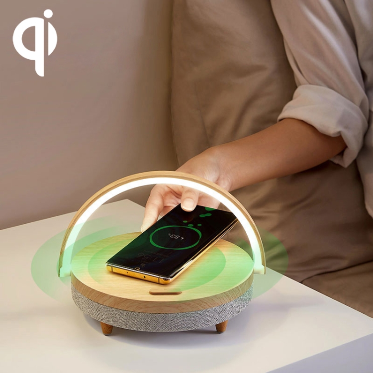 

EZVALO Lydia 10W Multifunctional Wireless Charger with Bluetooth Speaker & Desk Lamp & Mobile Phone Holder Function(Nordic Wood Pattern)