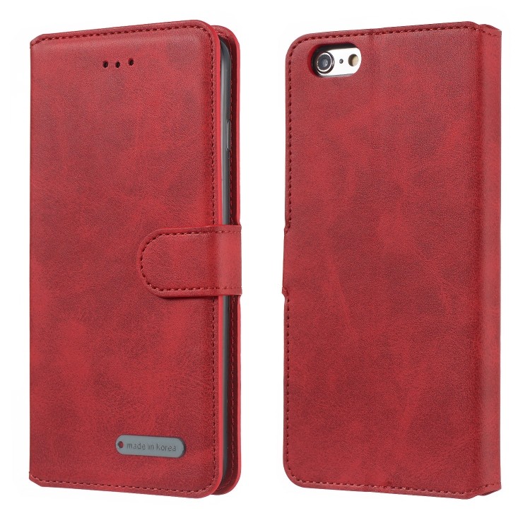 

For iPhone 6s Plus / 6 Plus Solid Color Buckle Horizontal Flip Leather Case with Wallet & Holder & Card Slots(Red)