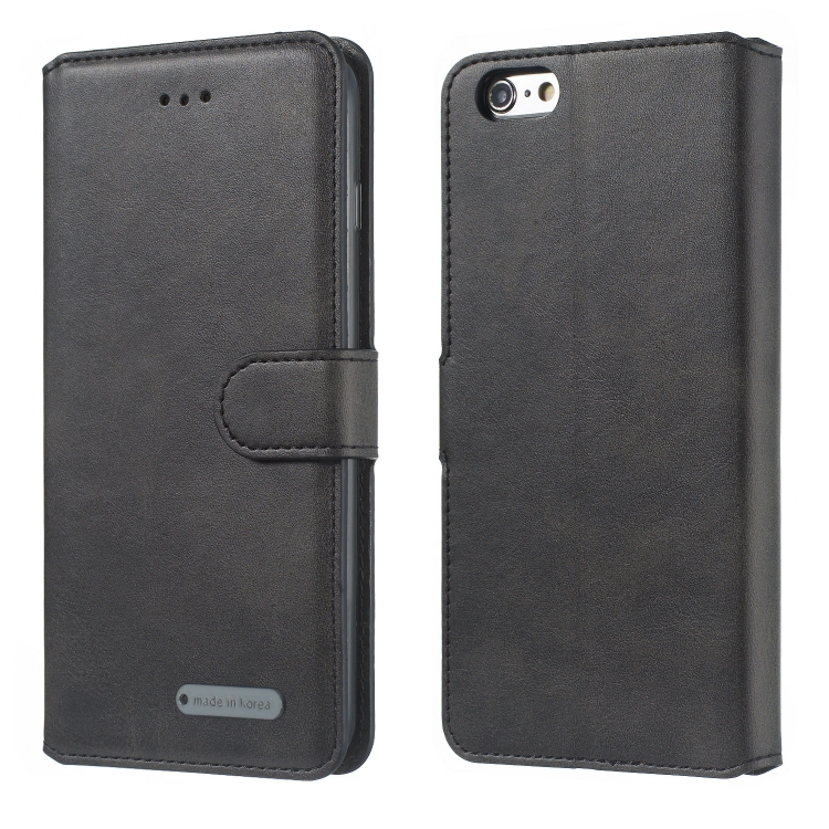 

For iPhone SE 2020 / 8 / 7 Solid Color Buckle Horizontal Flip Leather Case with Wallet & Holder & Card Slots(Black)