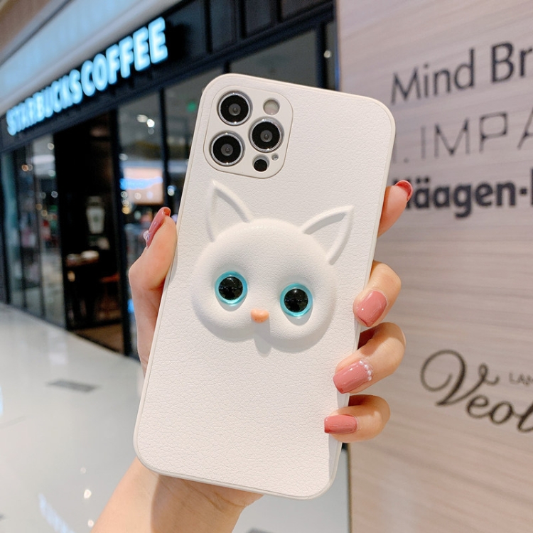 

Cute Cartoon White Cat Full Coverage Case For iPhone 12 Pro Max(Blue)