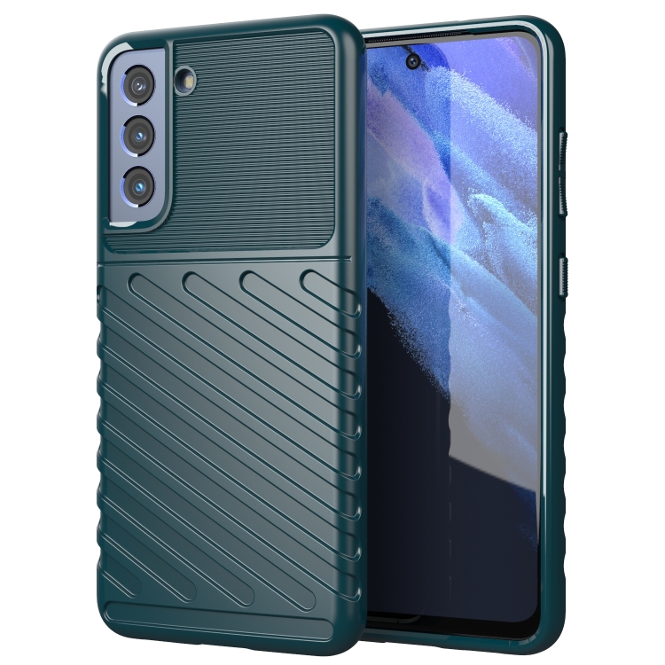 

For Samsung Galaxy S21 FE Thunderbolt Shockproof TPU Protective Soft Case(Green)