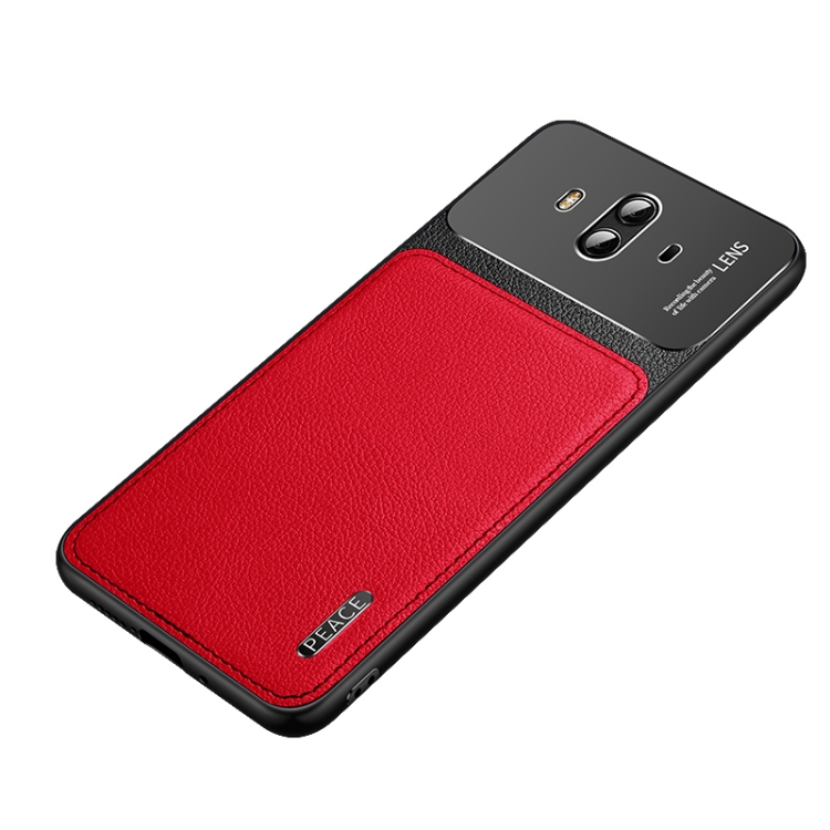 

For Huawei Mate 10 Frosted Metal + Leather Texture Protective Case (Red)