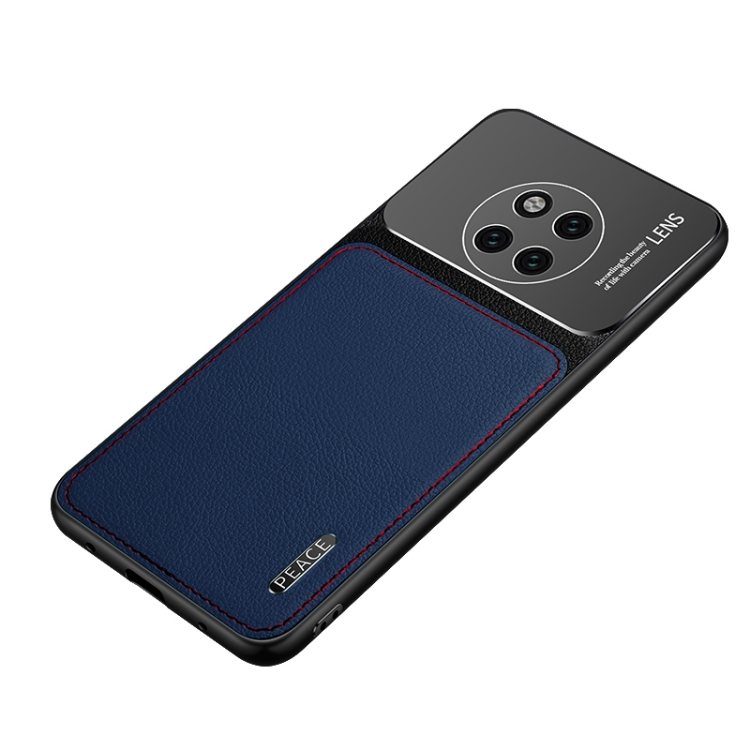 

For Huawei Mate 20 Pro Frosted Metal + Leather Texture Protective Case (Blue)