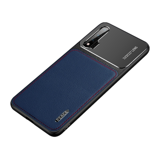 

For Huawei nova 6 Frosted Metal + Leather Texture Protective Case (Blue)