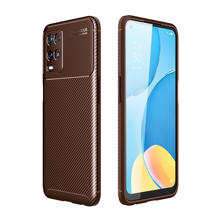 

For OPPO A54 Carbon Fiber Texture Shockproof TPU Case(Brown)