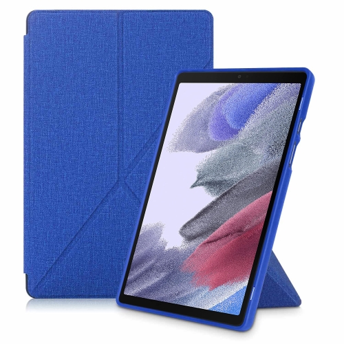 

For Samsung Galaxy Tab A7 10.4 2020 T500 Cloth Texture Multi-folding Horizontal Flip PU Leather Shockproof Case with Holder & Sleep / Wake-up Function(Blue)