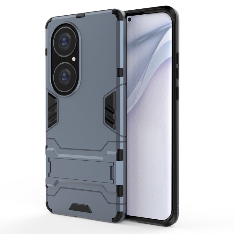 

For Huawei P50 Pro PC + TPU Shockproof Protective Case with Holder(Navy Blue)
