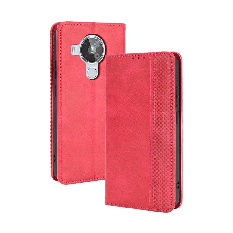 

For Nokia 7.3 Magnetic Buckle Retro Crazy Horse Texture Horizontal Flip Leather Case with Holder & Card Slots & Photo Frame(Red)