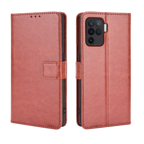 

For OPPO A94 4G / F19 Pro / Reno5 F Retro Crazy Horse Texture Horizontal Flip Leather Case with Holder & Card Slots & Lanyard(Brown)