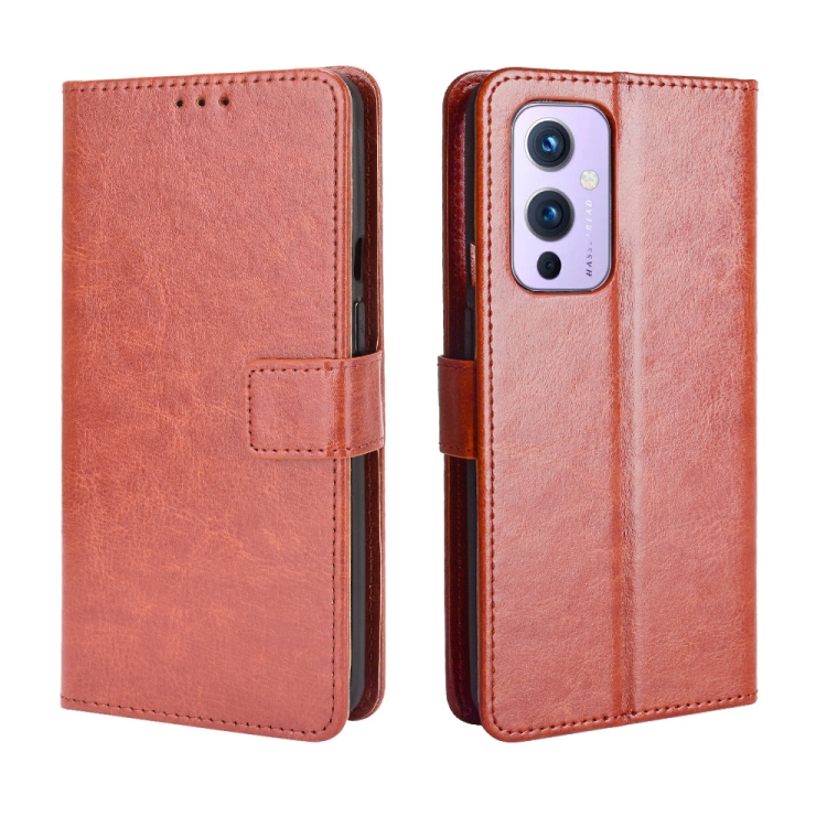 

For OnePlus 9 (EU/US Version) Retro Crazy Horse Texture Horizontal Flip Leather Case with Holder & Card Slots & Lanyard(Brown)
