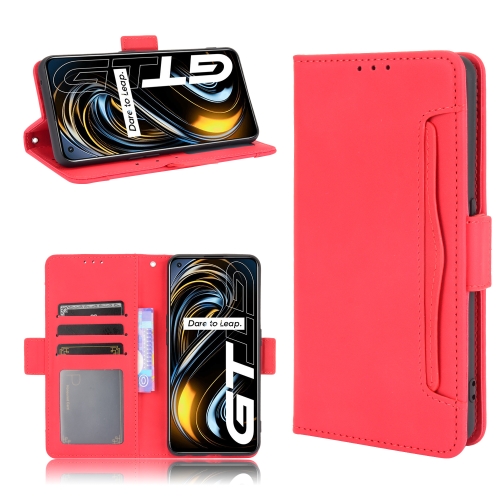 

For OPPO Realme GT 5G Skin Feel Calf Pattern Horizontal Flip Leather Case with Holder & Card Slots & Photo Frame(Red)