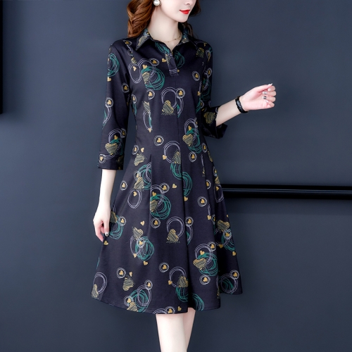 

Slim-fit Sleeveless Floral Shirt Dress, Size:L(As Show)