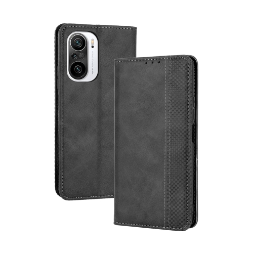 

For Xiami Mi 11i / Poco F3 / Redmi K40 / K40 Pro / K40 Pro+ Magnetic Buckle Retro Crazy Horse Texture Horizontal Flip Leather Case with Holder & Card Slots & Photo Frame(Black)