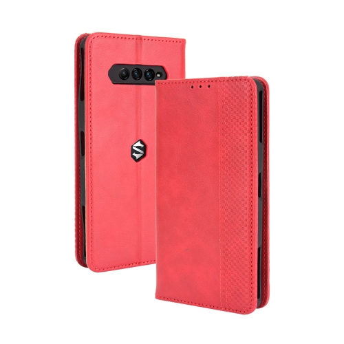 

For Xiaomi Black Shark 4 / Black Shark 4 Pro Magnetic Buckle Retro Crazy Horse Texture Horizontal Flip Leather Case with Holder & Card Slots & Photo Frame(Red)