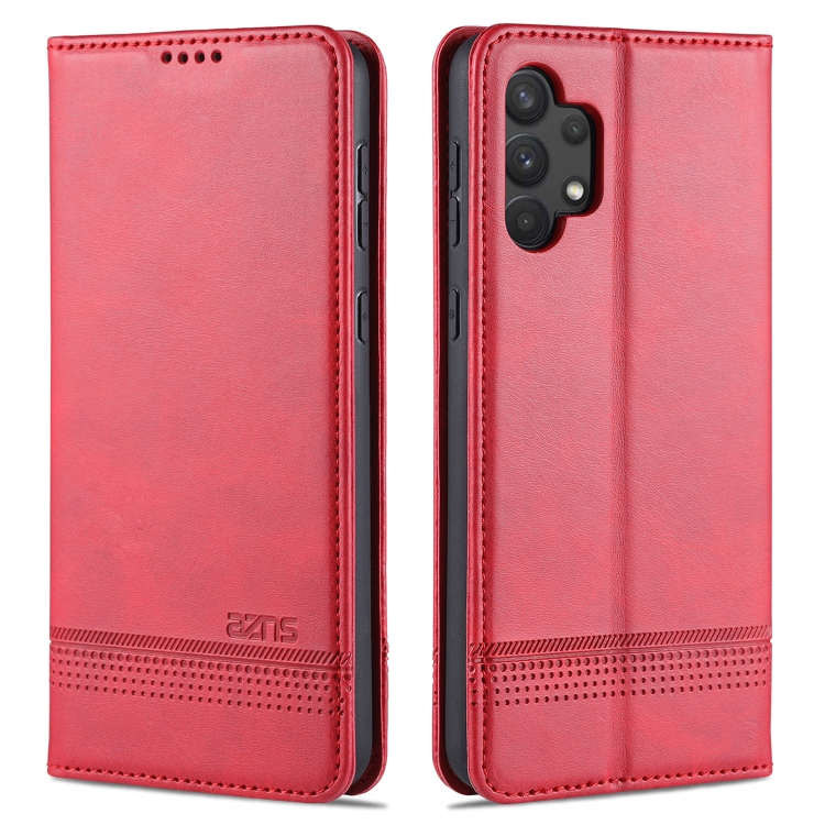 

For Samsung Galaxy A32 4G AZNS Magnetic Calf Texture Horizontal Flip Leather Case with Card Slots & Holder & Wallet(Red)