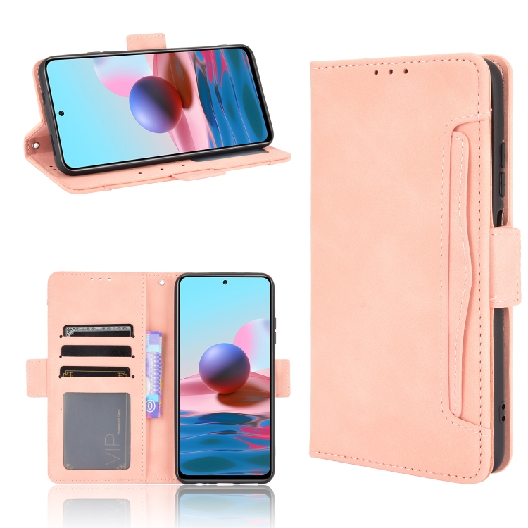 

For Xiaomi Redmi Note 10 4G / Note 10S Skin Feel Calf Pattern Horizontal Flip Leather Case with Holder & Card Slots & Photo Frame(Pink)