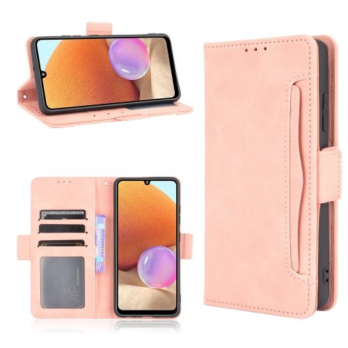 

For Samsung Galaxy A32 4G Skin Feel Calf Pattern Horizontal Flip Leather Case with Holder & Card Slots & Photo Frame(Pink)