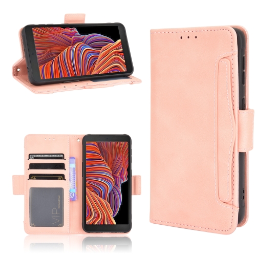 

For Samsung Galaxy Xcover 5 Skin Feel Calf Pattern Horizontal Flip Leather Case with Holder & Card Slots & Photo Frame(Pink)