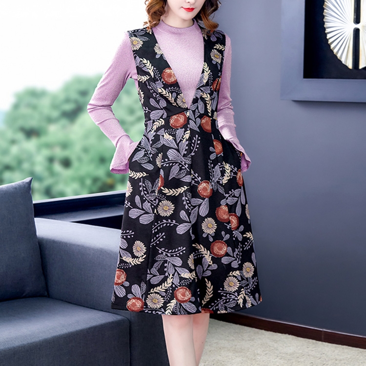 

Western Style Knitwear Suit Dress, Size:XL(As Show)