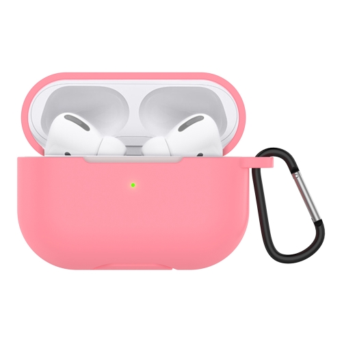 

Solid Color Silicone Earphone Protective Case for AirPods 3, with Hook(Pink)