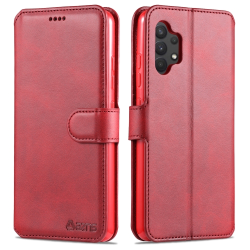 

For Samsung Galaxy A32 4G AZNS Calf Texture Horizontal Flip Leather Case with Holder & Card Slots & Wallet & Photo Frame(Red)