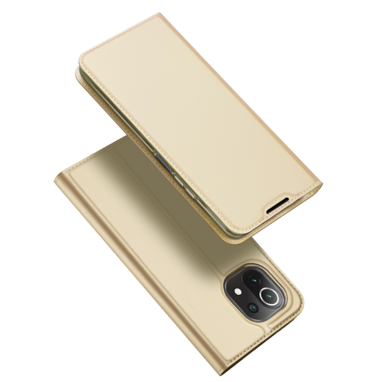 

For Xiaomi Mi 11 Lite 4G/5G DUX DUCIS Skin Pro Series Horizontal Flip PU + TPU Leather Case with Holder & Card Slots(Gold)