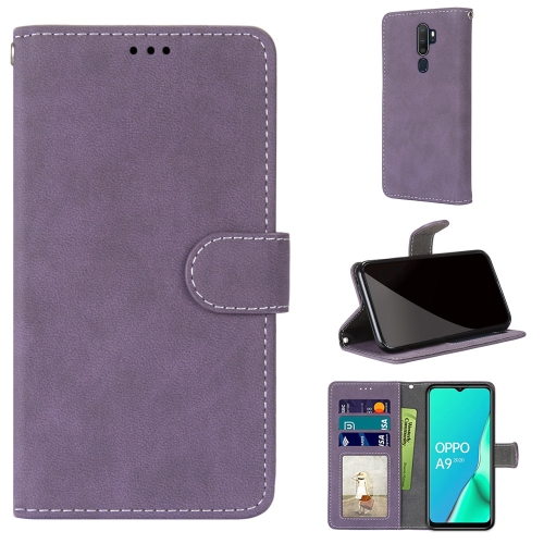 

For OPPO A9 (2020) / A5 (2020) / A11X / A11 Retro Frosted Horizontal Flip PU Leather Case with Holder & Card Slots & Wallet & Photo Frame(Purple)
