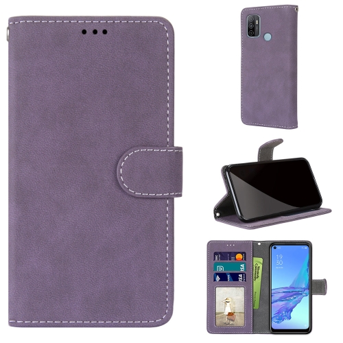 

For OPPO A53 4G(2020) / A53s / A32 / A33 (2020) Retro Frosted Horizontal Flip PU Leather Case with Holder & Card Slots & Wallet & Photo Frame(Purple)