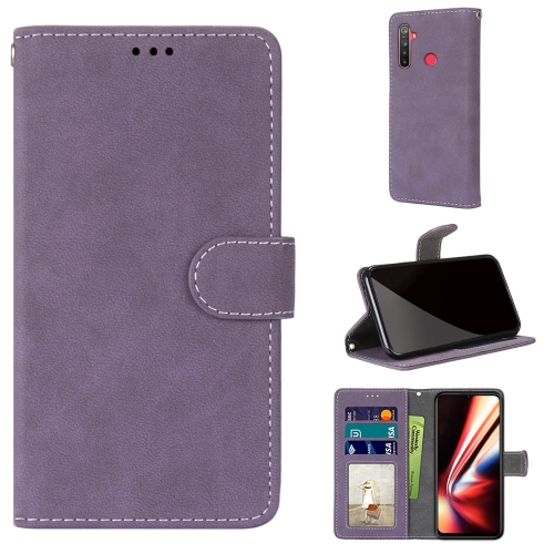 

For OPPO Realme 5 / 5s / 5i / C3 / C3i / 6i / Narzo10 / 10A / 20A Retro Frosted Horizontal Flip PU Leather Case with Holder & Card Slots & Wallet & Photo Frame(Purple)
