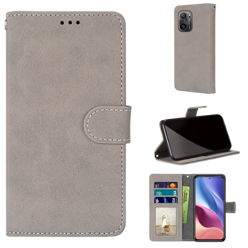 

For Xiaomi Redmi K40 / K40 Pro / K40 Pro+ / Mi 11i / Poco F3 Retro Frosted Horizontal Flip PU Leather Case with Holder & Card Slots & Wallet & Photo Frame(Grey)