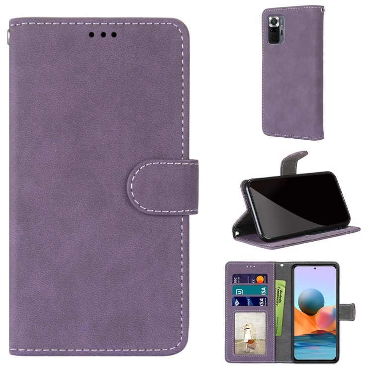 

For Xiaomi Redmi Note 10 Pro Max / Note 10 Pro Retro Frosted Horizontal Flip PU Leather Case with Holder & Card Slots & Wallet & Photo Frame(Purple)