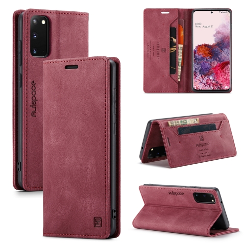 

For Samsung Galaxy S20 AutSpace A01 Retro Skin-feel Crazy Horse Texture Horizontal Flip Leather Case with Holder & Card Slots & Wallet & RFID(Wine Red)