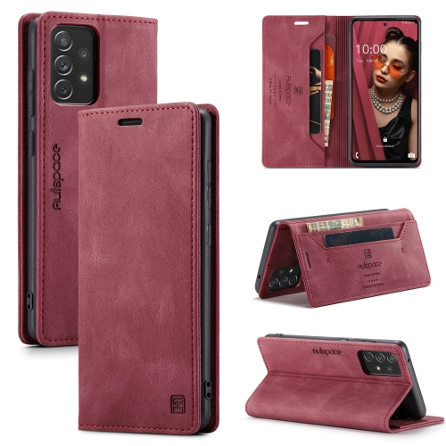 

For Samsung Galaxy A72 5G / 4G AutSpace A01 Retro Skin-feel Crazy Horse Texture Horizontal Flip Leather Case with Holder & Card Slots & Wallet & RFID(Wine Red)