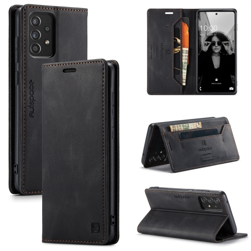 

For Samsung Galaxy A52 5G / 4G AutSpace A01 Retro Skin-feel Crazy Horse Texture Horizontal Flip Leather Case with Holder & Card Slots & Wallet & RFID(Black)