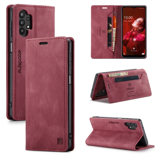 

For Samsung Galaxy A32 5G AutSpace A01 Retro Skin-feel Crazy Horse Texture Horizontal Flip Leather Case with Holder & Card Slots & Wallet & RFID(Wine Red)