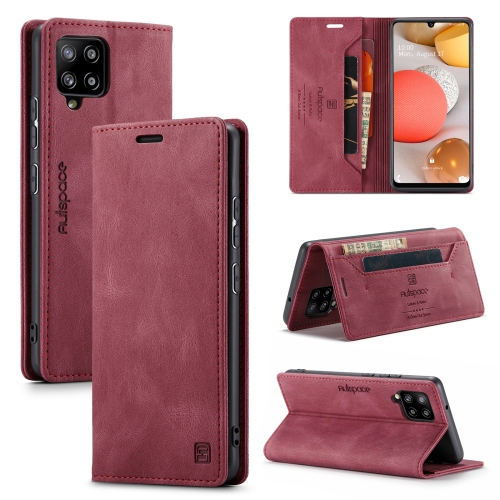 

For Samsung Galaxy A42 5G AutSpace A01 Retro Skin-feel Crazy Horse Texture Horizontal Flip Leather Case with Holder & Card Slots & Wallet & RFID(Wine Red)