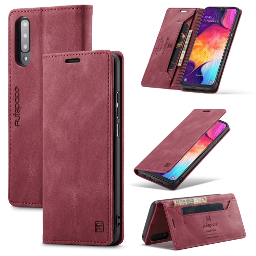 

For Samsung Galaxy A50 / A50s /A30 AutSpace A01 Retro Skin-feel Crazy Horse Texture Horizontal Flip Leather Case with Holder & Card Slots & Wallet & RFID(Wine Red)