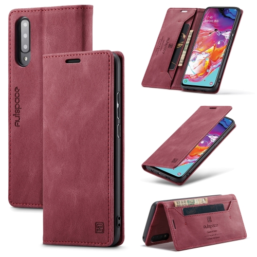 

For Samsung Galaxy A70 AutSpace A01 Retro Skin-feel Crazy Horse Texture Horizontal Flip Leather Case with Holder & Card Slots & Wallet & RFID(Wine Red)