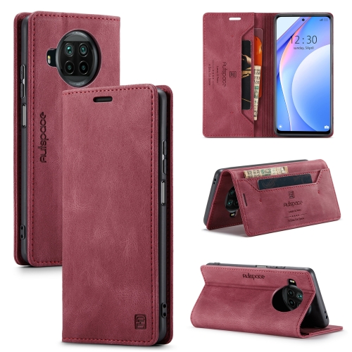 

For Xiaomi Mi 10T Lite 5G AutSpace A01 Retro Skin-feel Crazy Horse Texture Horizontal Flip Leather Case with Holder & Card Slots & Wallet & RFID(Wine Red)