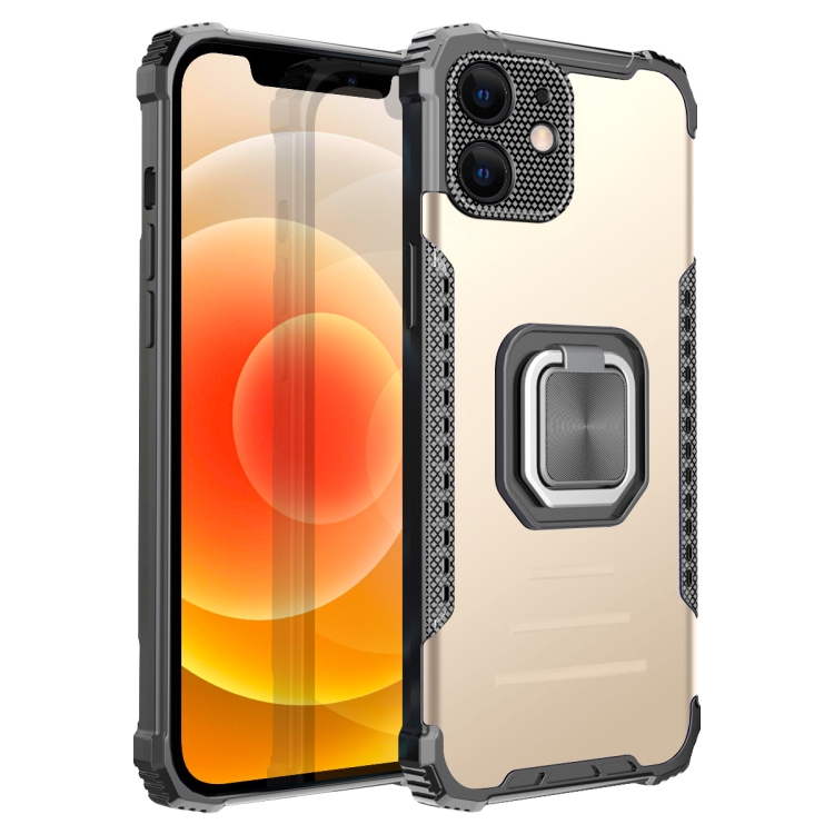 

Fierce Warrior Series Armor All-inclusive Shockproof Aluminum Alloy + TPU Protective Case with Ring Holder For iPhone 12 mini(Gold)
