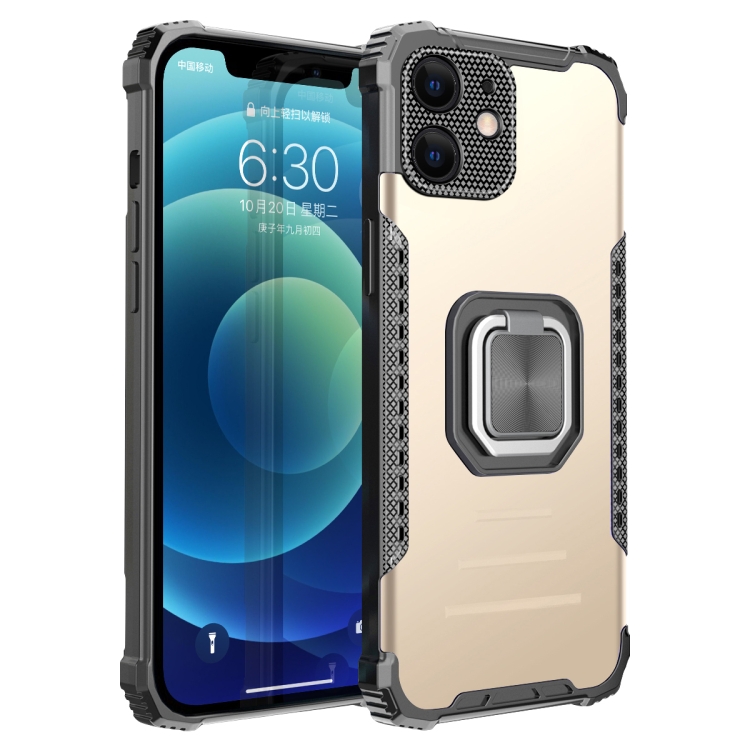 

Fierce Warrior Series Armor All-inclusive Shockproof Aluminum Alloy + TPU Protective Case with Ring Holder For iPhone 12(Gold)