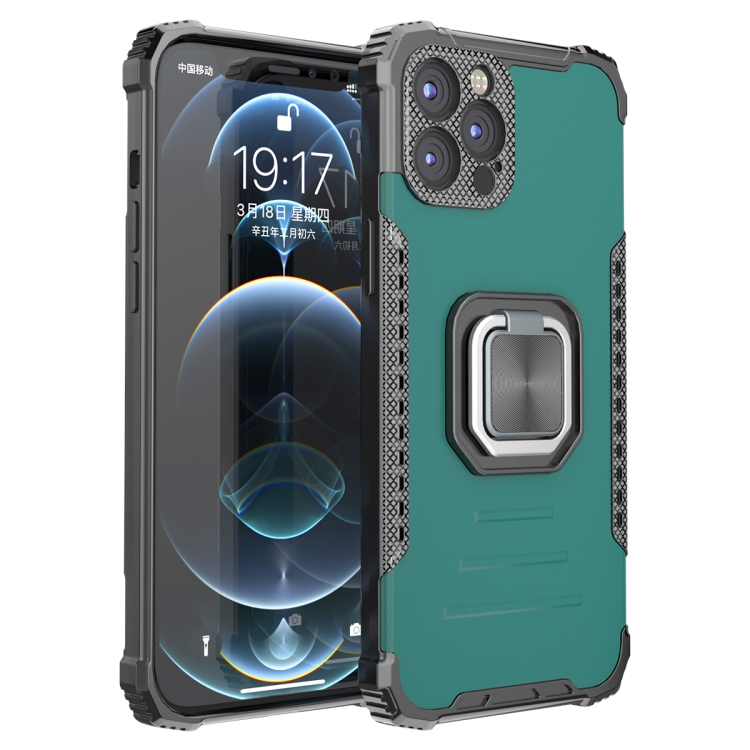 

Fierce Warrior Series Armor All-inclusive Shockproof Aluminum Alloy + TPU Protective Case with Ring Holder For iPhone 12 Pro Max(Green)