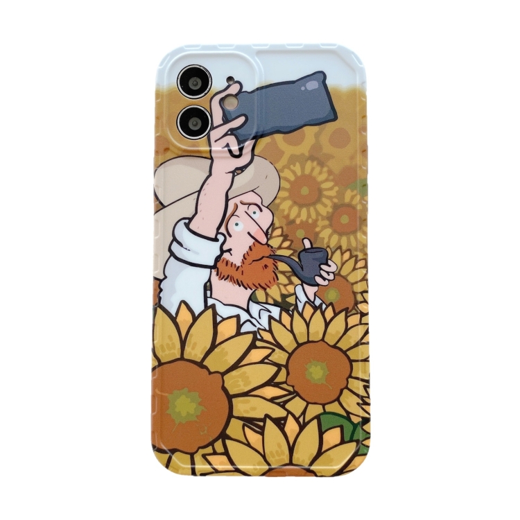 

Oil Painting Pattern Shockproof Protective Case For iPhone 12(Sunflower)