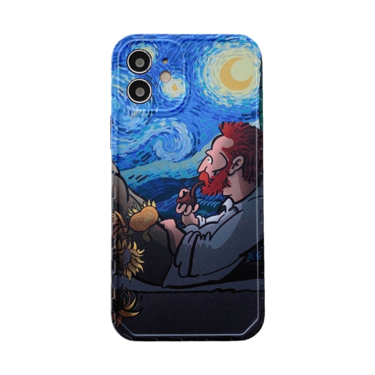 

Oil Painting Pattern Shockproof Protective Case For iPhone 12 Pro(Moon Starry Sky)